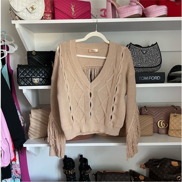 Bailey44 Champagne Peggy Fringe Sweater - Picture 2 of 8